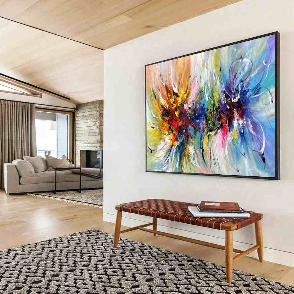 Botanical Handmade White Bold Abstract Artwork EK13Q